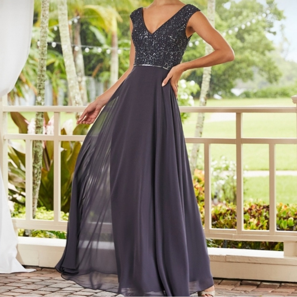 SOLD Adriana Papell Navy Beaded Dress Plus size 14W